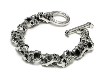 Double-Sided Skull Silver Bracelet