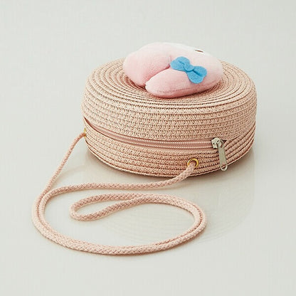 Sanrio Characters Straw Material Round Shoulder Bag