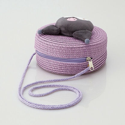 Sanrio Characters Straw Material Round Shoulder Bag