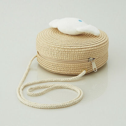 Sanrio Characters Straw Material Round Shoulder Bag