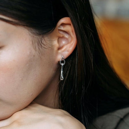 Banana Motif Earrings Silver