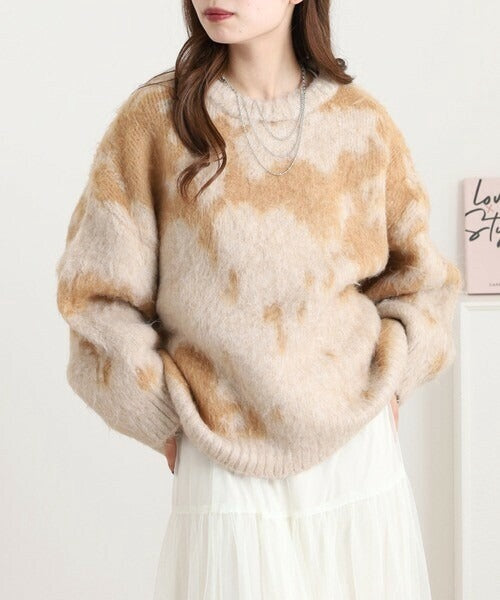 Mohair-Touch Tie-Dye Oversized Knit Pullover