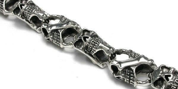 Double-Sided Skull Silver Bracelet