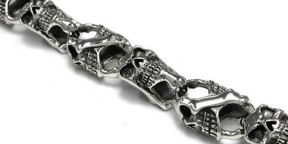 Double-Sided Skull Silver Bracelet