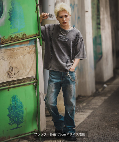 Oval Logo Short Sleeve Grunge T-shirt