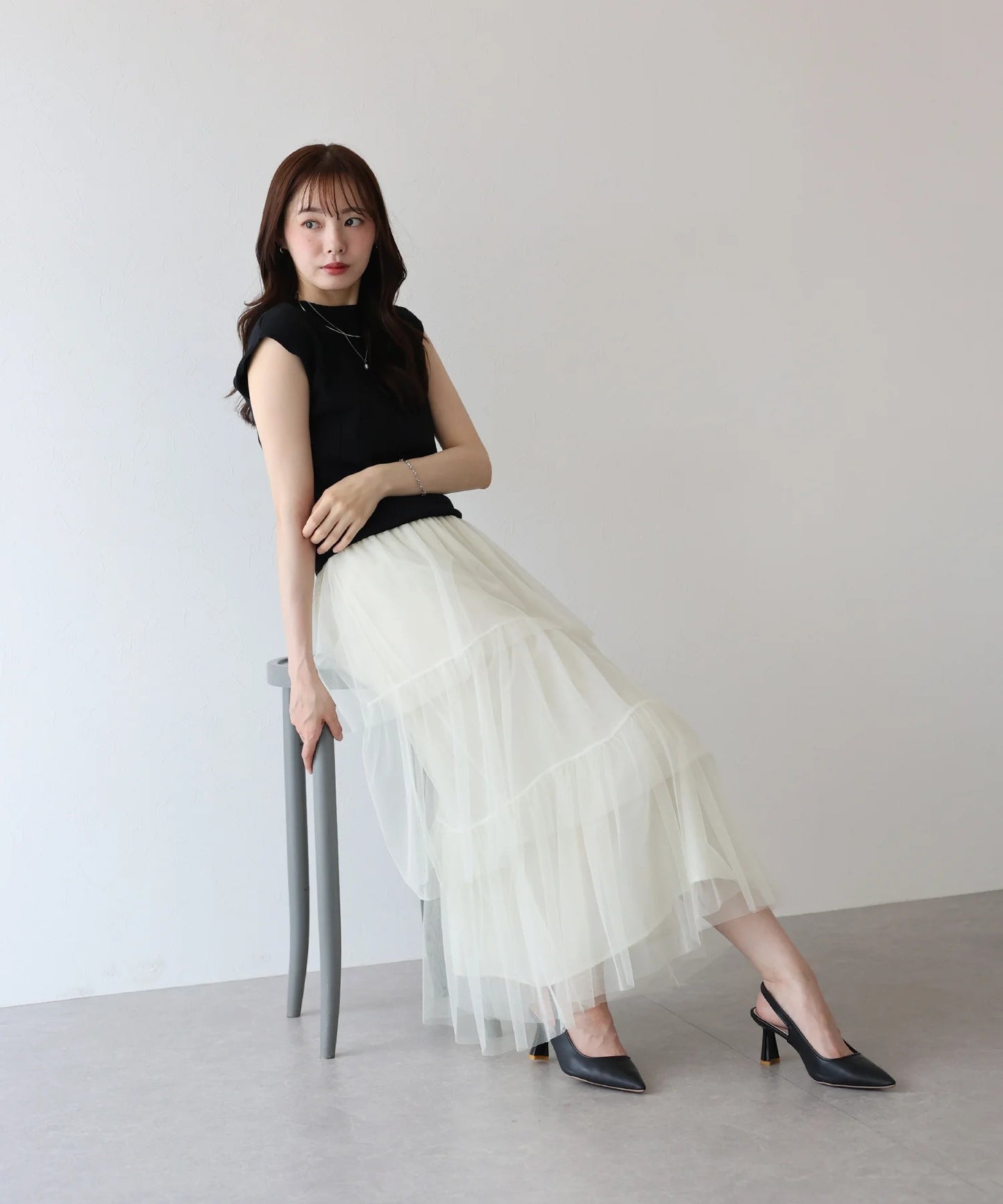 BLUE EAST Tulle Tiered Skirt