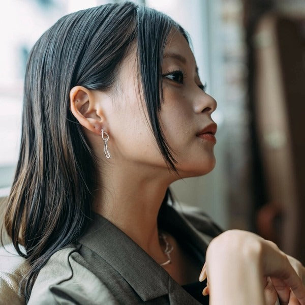 Banana Motif Earrings Silver