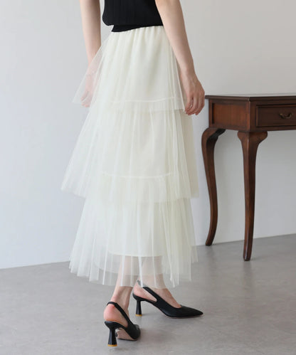 BLUE EAST Tulle Tiered Skirt