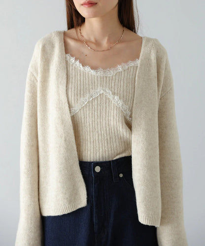 Bab Knit Lace Cami + Knit Cardigan Set