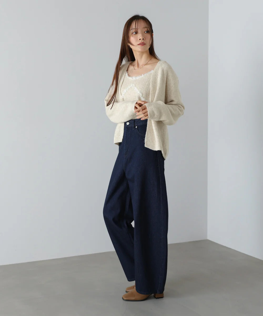 Bab Knit Lace Cami + Knit Cardigan Set