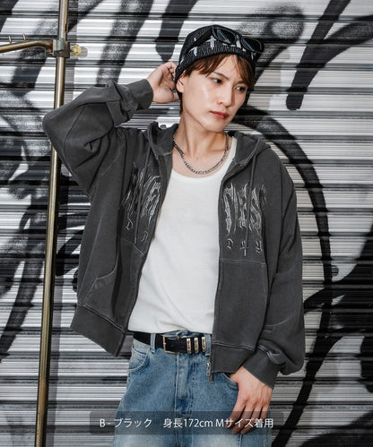 Embroidered Logo Short-Length Fleece Sweatshirt