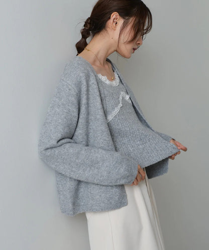 Bab Knit Lace Cami + Knit Cardigan Set