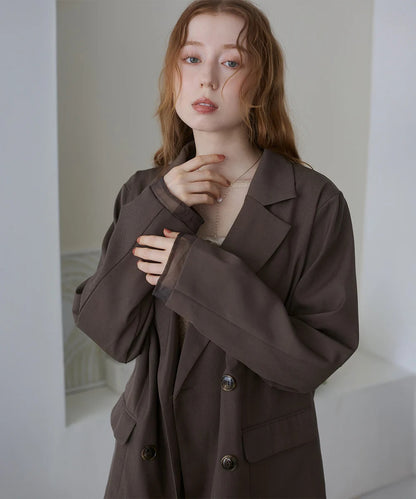Bab Sheer Double-Breasted Tailored Jacket