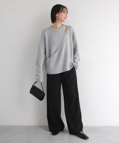 evernavy Faux Layered Long Sleeve Knit Top