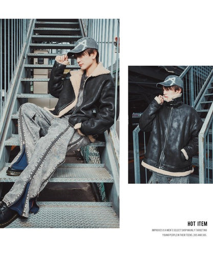 SIDEWAYSTANCE Faux Mouton B-3 Jacket