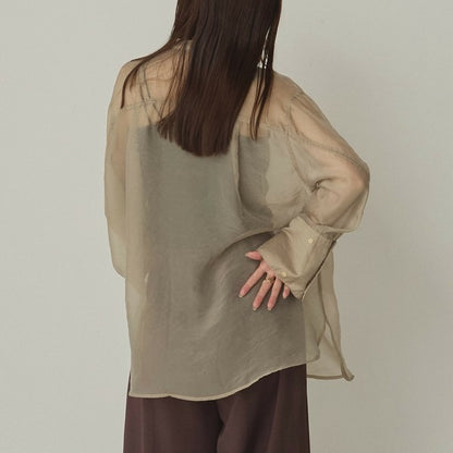 Hunch Shiny Sheer Washer Wide Cuff Shirt