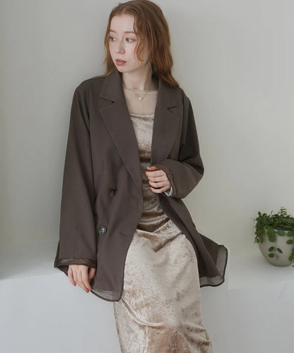 Bab Sheer Double-Breasted Tailored Jacket