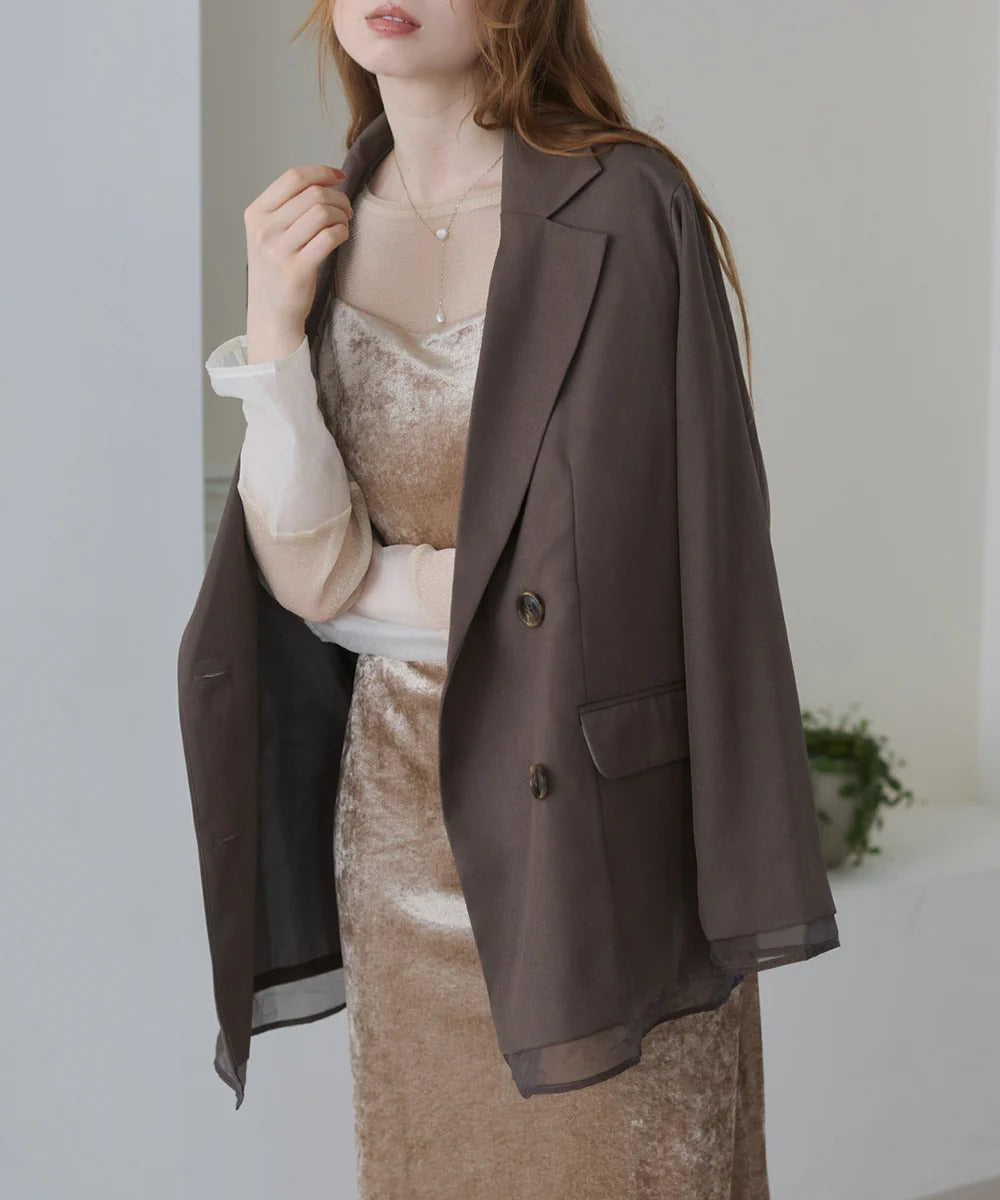 Bab Sheer Double-Breasted Tailored Jacket