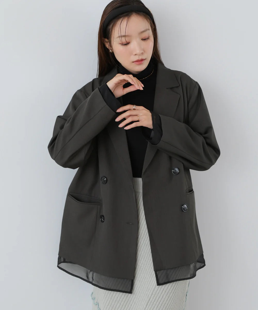 Bab Sheer Double-Breasted Tailored Jacket