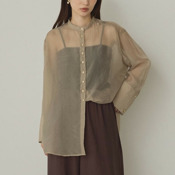 Hunch Shiny Sheer Washer Wide Cuff Shirt