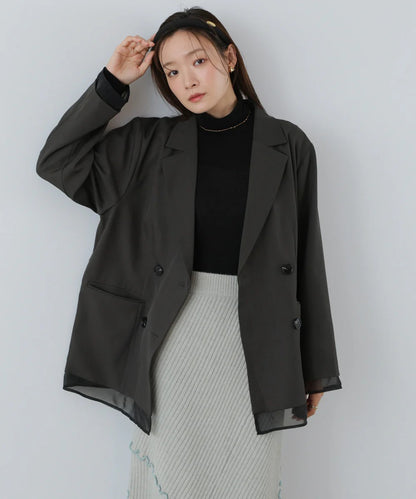 Bab Sheer Double-Breasted Tailored Jacket