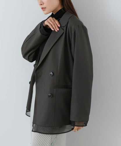 Bab Sheer Double-Breasted Tailored Jacket