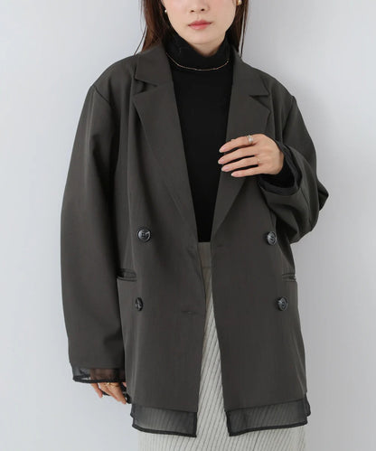 Bab Sheer Double-Breasted Tailored Jacket