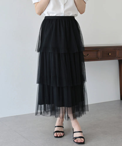 BLUE EAST Tulle Tiered Skirt