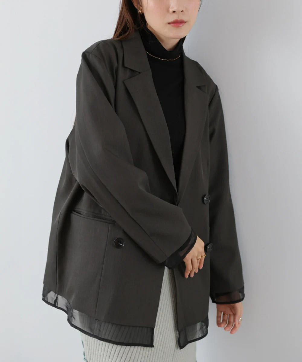 Bab Sheer Double-Breasted Tailored Jacket