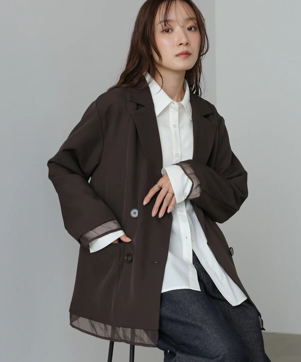 Bab Sheer Double-Breasted Tailored Jacket