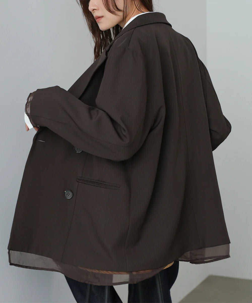 Bab Sheer Double-Breasted Tailored Jacket