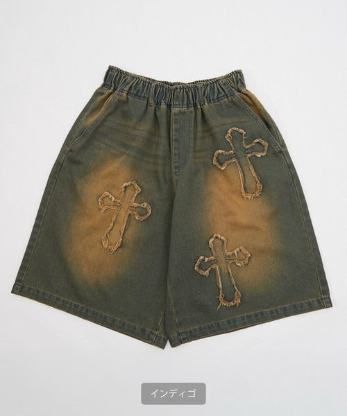 Denim Overdyed Wide Shorts