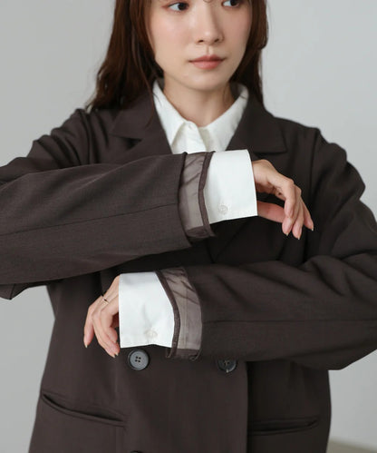 Bab Sheer Double-Breasted Tailored Jacket