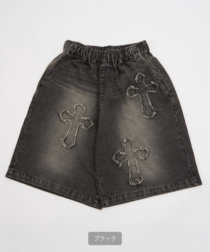 Denim Overdyed Wide Shorts