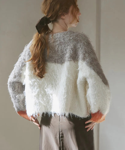 Bab Wave-Colored Short Knit Top