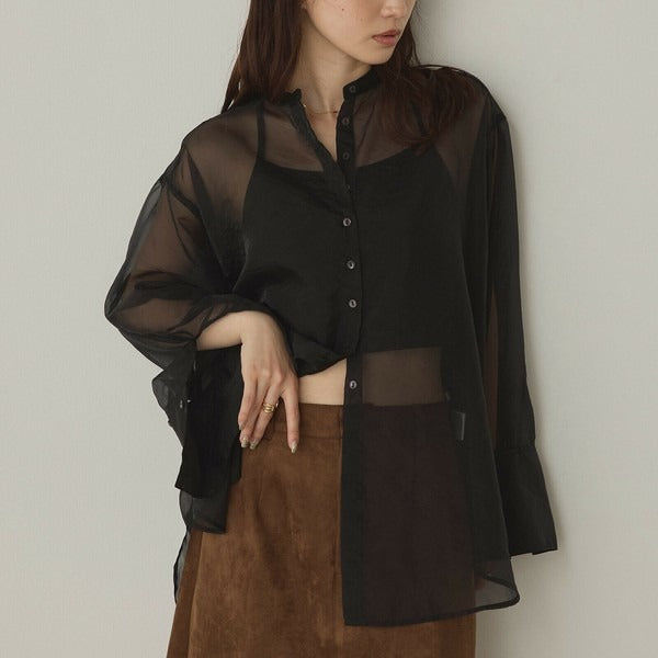 Hunch Shiny Sheer Washer Wide Cuff Shirt