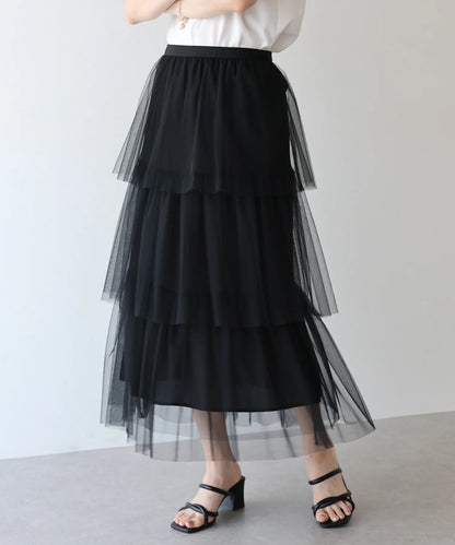 BLUE EAST Tulle Tiered Skirt