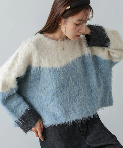 Bab Wave-Colored Short Knit Top