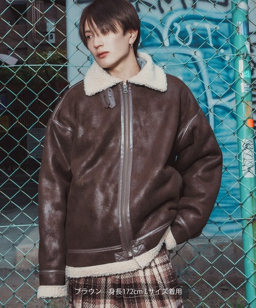 SIDEWAYSTANCE Faux Mouton B-3 Jacket