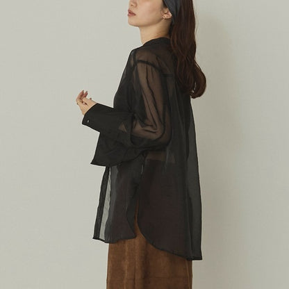 Hunch Shiny Sheer Washer Wide Cuff Shirt