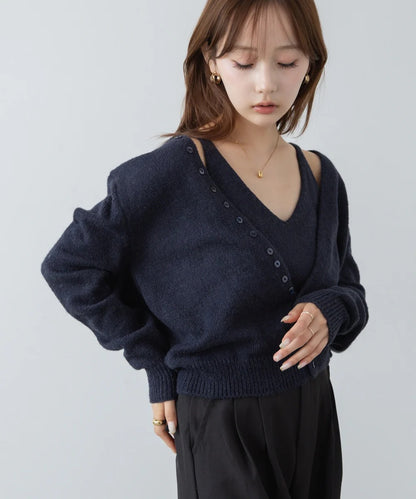 Bab Button Design Cami Knit Set