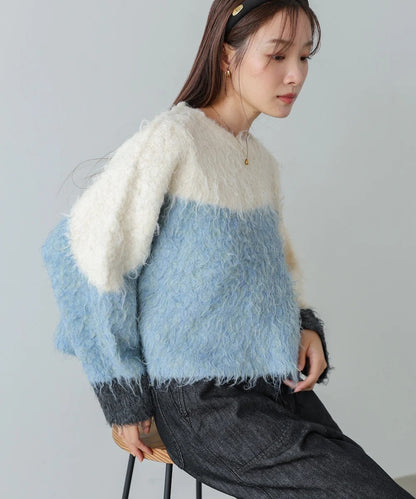 Bab Wave-Colored Short Knit Top