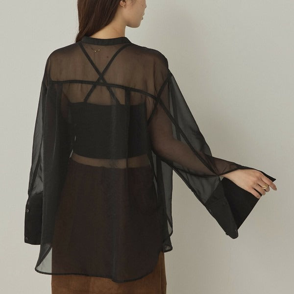 Hunch Shiny Sheer Washer Wide Cuff Shirt