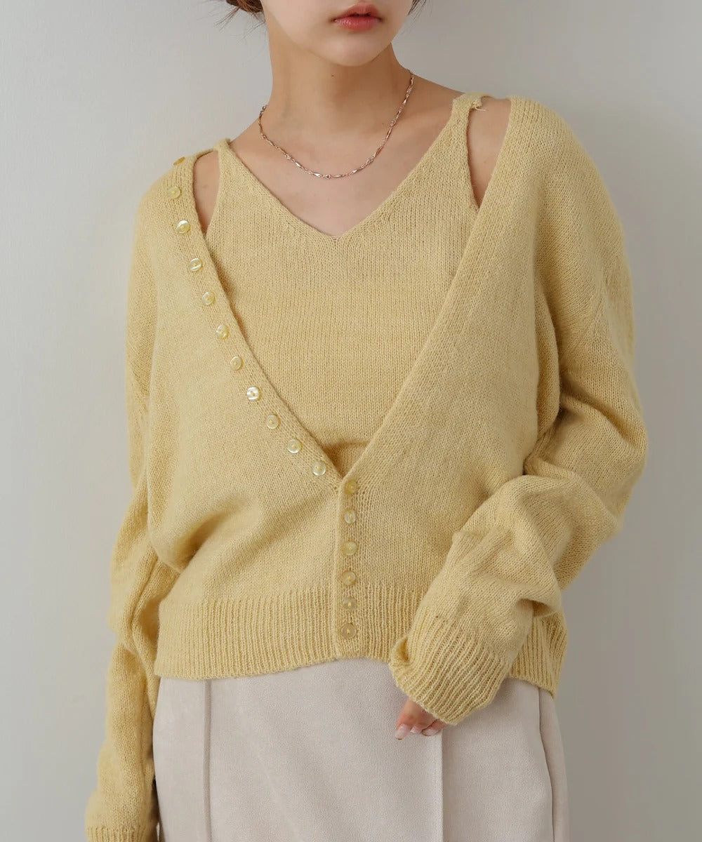 Bab Button Design Cami Knit Set