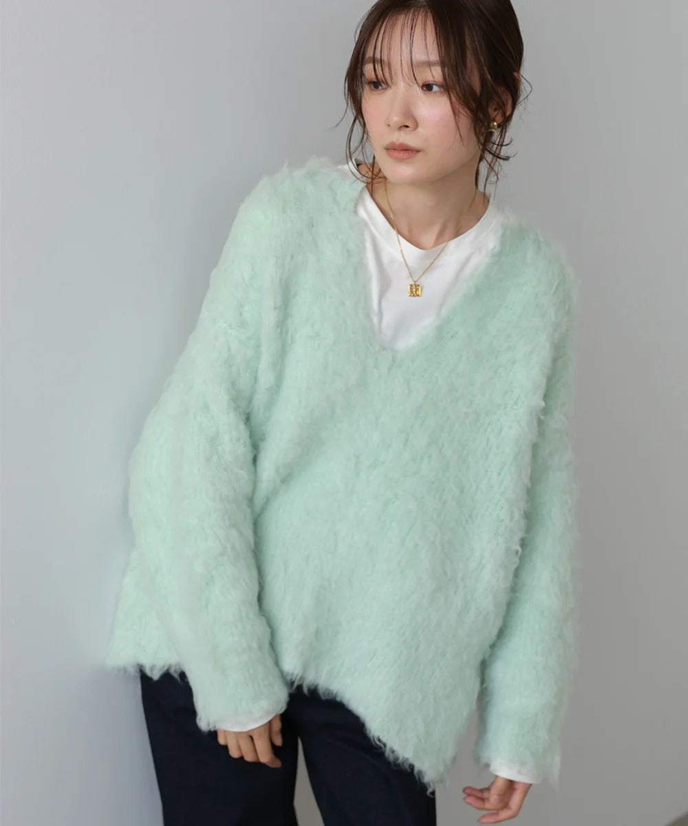 Bab Inner Set Keyhole Neck Scribble Knit Top