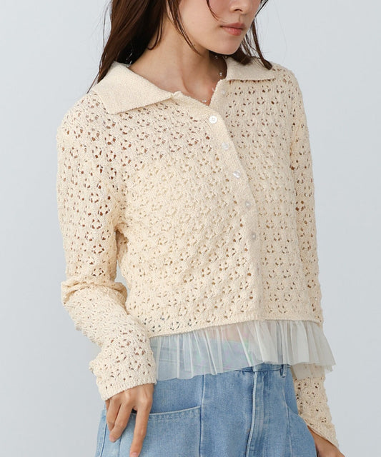 Bab Openwork Tulle Cardigan