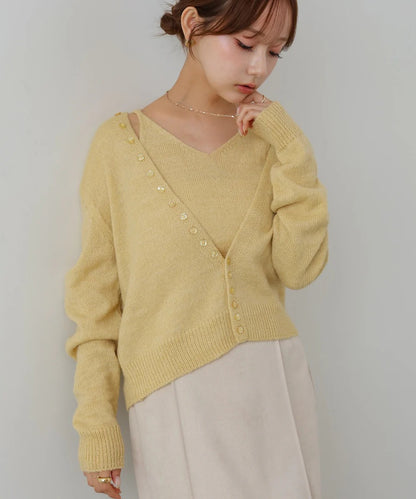 Bab Button Design Cami Knit Set