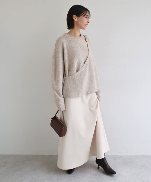 evernavy Faux Layered Long Sleeve Knit Top