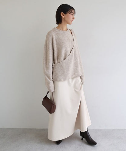 evernavy Faux Layered Long Sleeve Knit Top