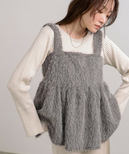 Boucle Shaggy Peplum Camisole